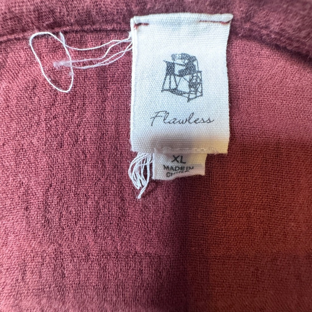 Burgundy Cotton Gauze Tunic Dress XL Boho Cottagecore Babydoll Peasant - Picture 7 of 8